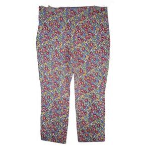 7th Avenue Design Studio‎ Pants Size L Petites Blue Floral Stretchy Colorful